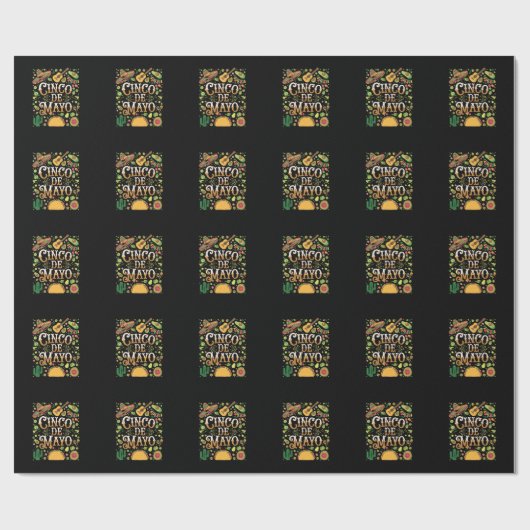 Cinco De Mayo Fiesta Niedliche Elemente des Party Geschenkpapier (Flach)