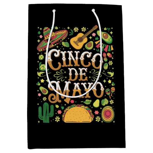 Cinco De Mayo Fiesta Niedliche Elemente des Party Mittlere Geschenktüte (Vorderseite)