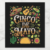 Cinco De Mayo Fiesta Niedliche Elemente des Party Weinetikett (Einzelnes Label)