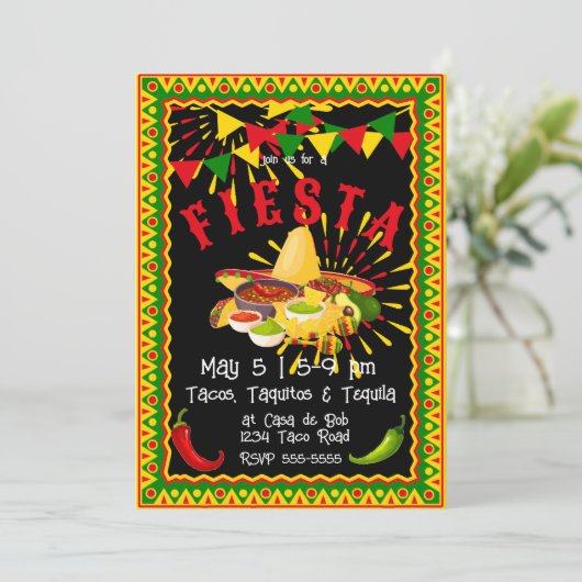 Cinco de Mayo Fiesta Salsa Einladung (Stehend Vorderseite)