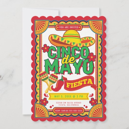 Cinco de Mayo Fiesta Sombrero Einladung (Vorderseite)