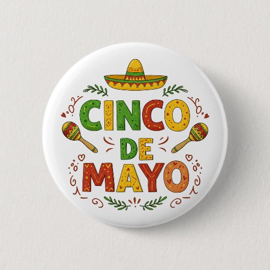 Cinco De Mayo Fiesta Sombrero Maracas Button (Vorderseite)