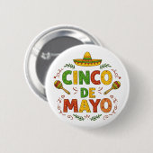 Cinco De Mayo Fiesta Sombrero Maracas Button (Vorne & Hinten)
