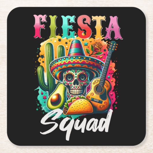 Cinco de Mayo Fiesta Squad Design Rechteckiger Pappuntersetzer (Vorderseite)