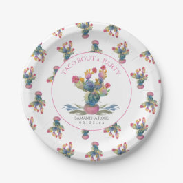 Cinco de Mayo Fiesta Watercolor Cactus Pappteller