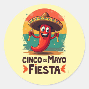 Cinco de Mayo Fiesta – Würzige und lustige mexikan Runder Aufkleber