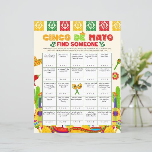 Cinco de Mayo Finden Sie jemanden Printable Game 8 (Stehend Vorderseite)