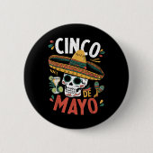 Cinco De Mayo Funny Camisa Mexican Sombrero Fiesta Button (Vorderseite)