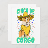 Cinco de Mayo Funny Corgi Hund mit einem Poncho _ Einladung (Vorne/Hinten)