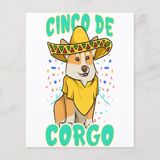 Cinco de Mayo Funny Corgi Hund mit einem Poncho _ Flyer (Vorne)