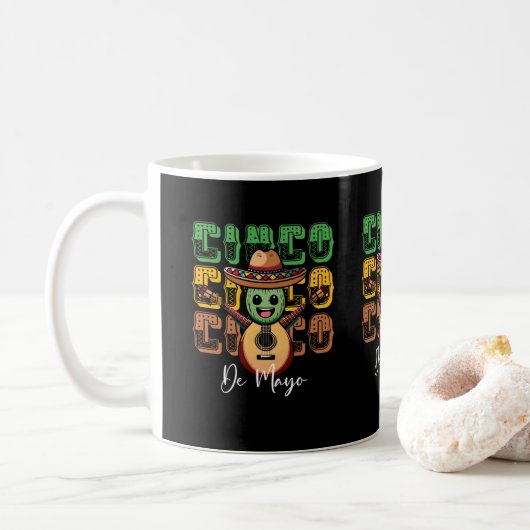 Cinco De Mayo Funny Mexican Cactus Playing Guitar Kaffeetasse (Mit Donut)
