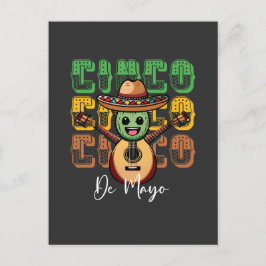Cinco De Mayo Funny Mexican Cactus Playing Guitar Postkarte