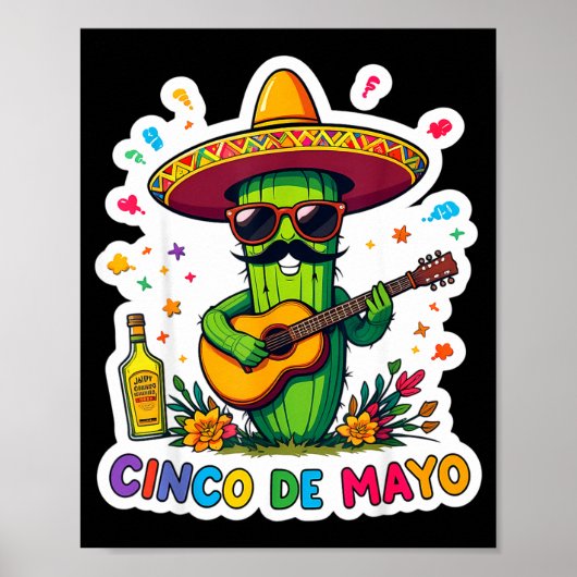 Cinco de mayo funny mexican cactus sunglassesCinco Poster (Vorne)