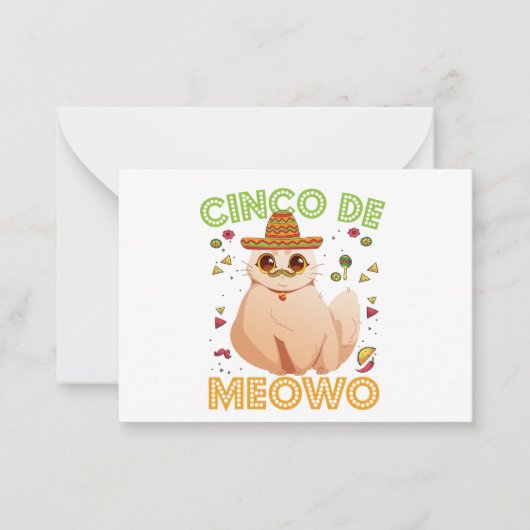 Cinco De Mayo Funny Mexican Cat Cindo De Mayo Gift Mitteilungskarte (Vorderseite)