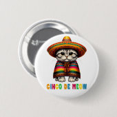 Cinco De Mayo Funny Mexican Cat Sombrero Meow Button (Vorne & Hinten)
