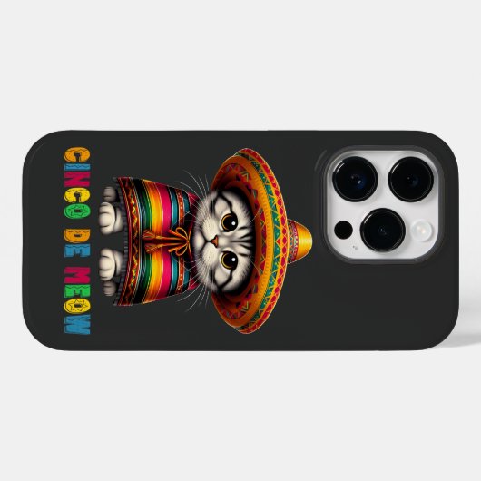 Cinco De Mayo Funny Mexican Cat Sombrero Meow Case-Mate iPhone Hülle (Rückseite (Horizontal))