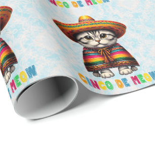 Cinco De Mayo Funny Mexican Cat Sombrero Meow Geschenkpapier