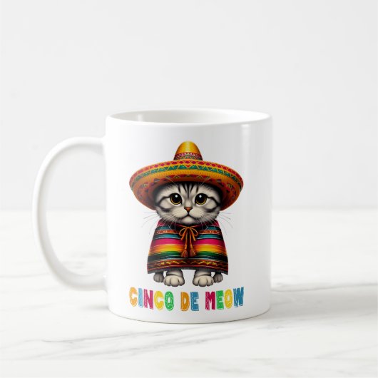 Cinco De Mayo Funny Mexican Cat Sombrero Meow Kaffeetasse (Links)