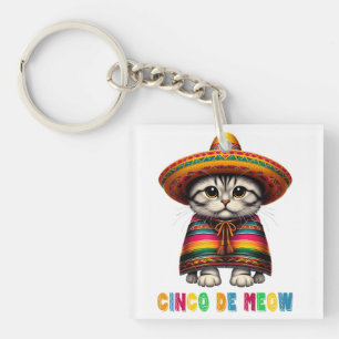 Cinco De Mayo Funny Mexican Cat Sombrero Meow Schlüsselanhänger