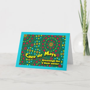 Cinco de Mayo für Schwester, farbenfrohe Mosaik Karte