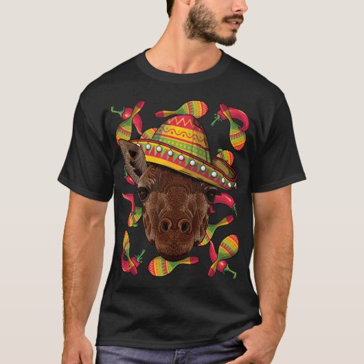 Cinco de Mayo Giraffe Sombrero Mexican Giraffe Fie T-Shirt (Vorderseite)