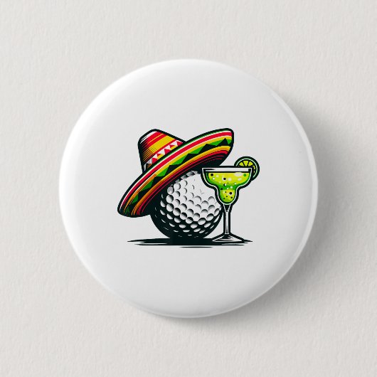 Cinco de Mayo Golf Ball mit Sombrero und Margarit Button (Vorderseite)