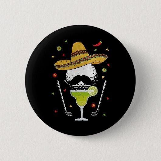 Cinco De Mayo Golf Hemd Mit Sombrero Und Margarita Button (Vorderseite)
