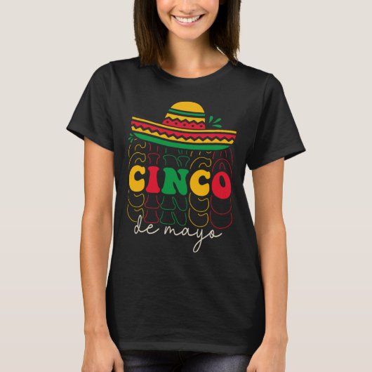 Cinco De Mayo Groovy Mexican Fiesta 5 De Mayo Somb T-Shirt (Vorderseite)