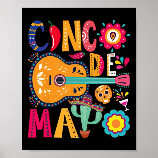 Cinco De Mayo Guitar Party Mexican Fiesta Happy 5 Poster (Vorne)