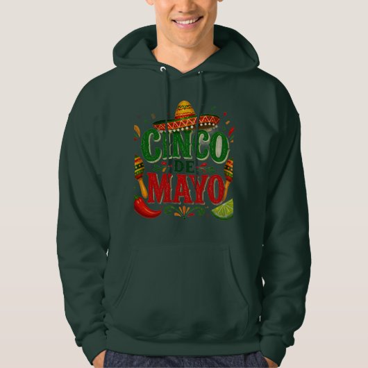 Cinco de Mayo Herrenmode Hoodie (Vorderseite)