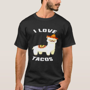 Cinco De Mayo Ich Liebe Tacos Lama Sombrero Schnur T-Shirt