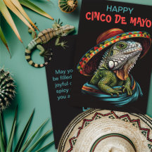 Cinco de Mayo Iguana Wearing Sombrero & Serape