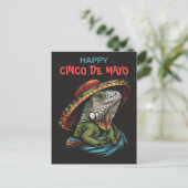 Cinco de Mayo Iguana Wearing Sombrero & Serape Postkarte (Stehend Vorderseite)