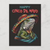 Cinco de Mayo Iguana Wearing Sombrero & Serape Postkarte (Vorderseite)