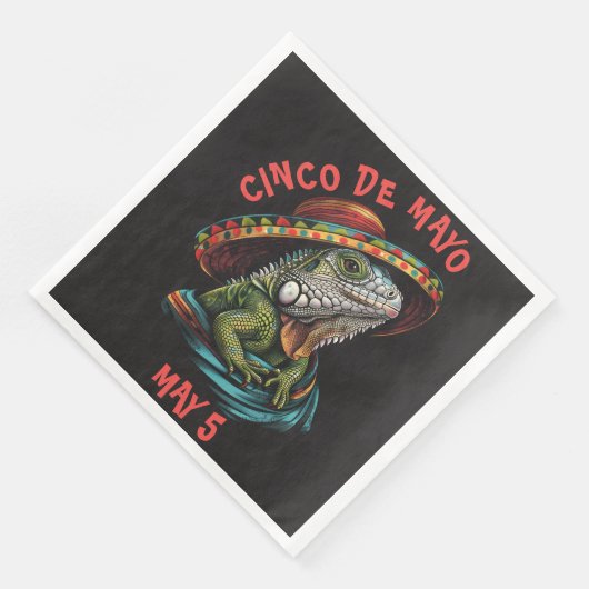 Cinco de Mayo Iguana Wearing Sombrero & Serape Serviette (Ecke)