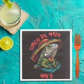 Cinco de Mayo Iguana Wearing Sombrero & Serape Serviette