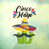 Cinco de Mayo Kaktus Fensteraufkleber (Blatt 3)
