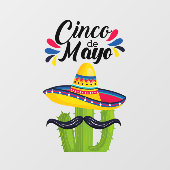 Cinco de Mayo Kaktus Fensteraufkleber (Blatt)