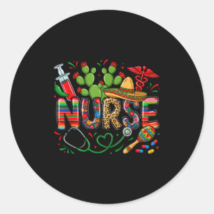 Cinco de Mayo Krankenpflegerin Kokette Schleife St Runder Aufkleber