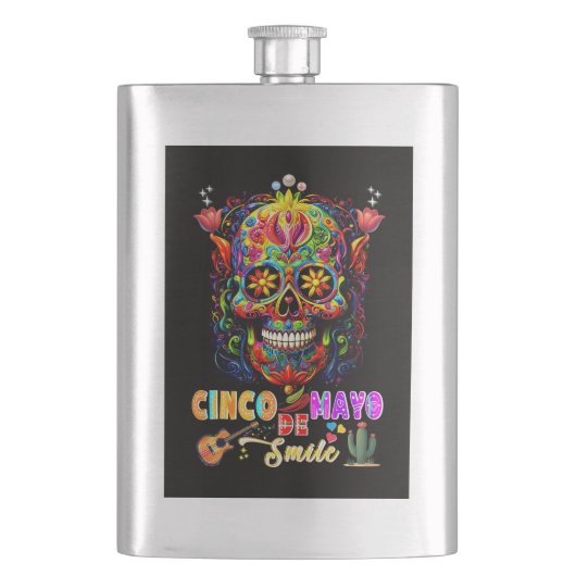 Cinco De Mayo Lächeln Flachmann (Vorderseite)