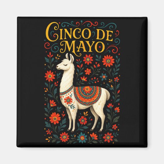 Cinco de mayo - Lama-Party-Feierkunst Magnet (Vorne)