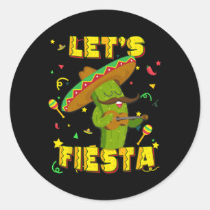 Cinco De Mayo Lass Uns Fiesta Kaktus Sombrero Hut Runder Aufkleber