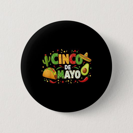 Cinco de Mayo Lasse Fiesta Avocado und Tacos Cinco Button (Vorderseite)