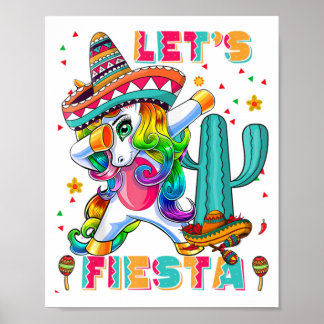 Cinco De Mayo Lasse Fiesta Mexican Cactus Unicorn  Poster