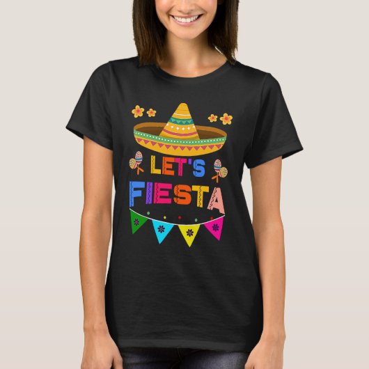 Cinco De Mayo Let's Fiesta Cactus Sombrero Hat 1 T-Shirt (Vorderseite)