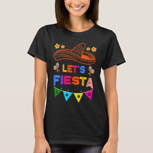 Cinco De Mayo Let's Fiesta Cactus Sombrero Hat 2 T-Shirt (Vorderseite)