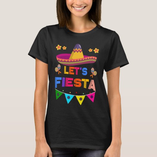 Cinco De Mayo Let's Fiesta Cactus Sombrero Hat T-Shirt (Vorderseite)