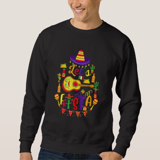 Cinco De Mayo Let's Fiesta Guitar Cactus Mexican H Sweatshirt (Vorderseite)