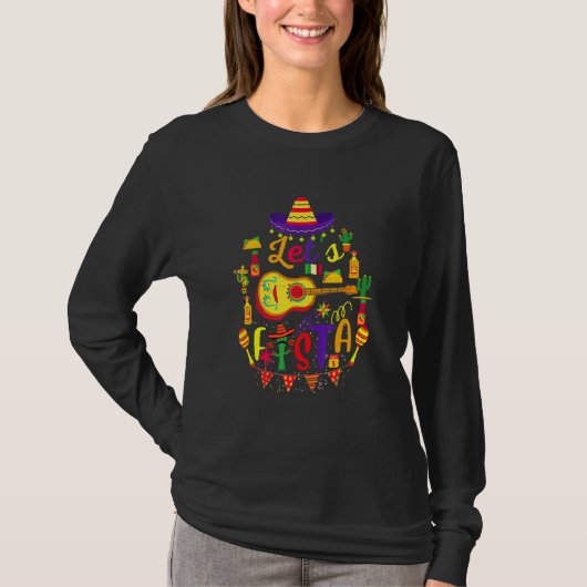 Cinco De Mayo Let's Fiesta Guitar Cactus Mexican H T-Shirt (Vorderseite)