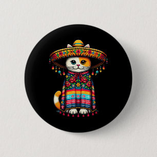 Cinco De Mayo Lustige Mexikanische Katze Sombrero Button